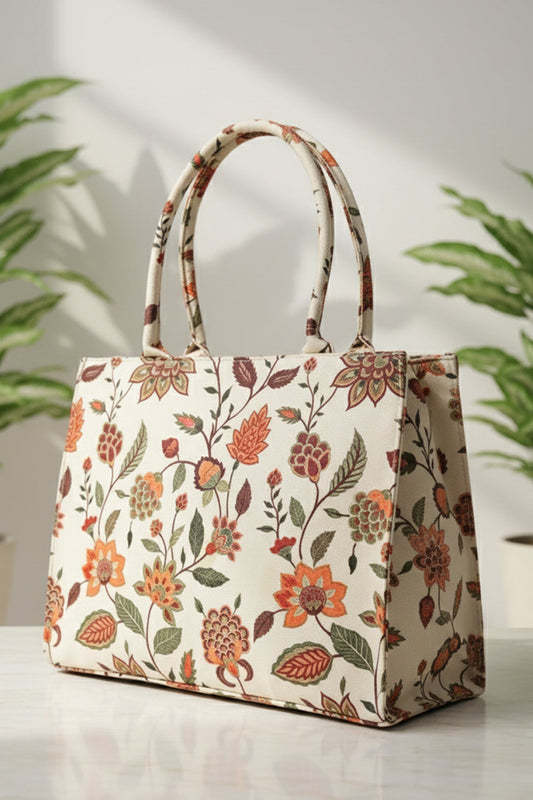 Inaya Canvas Tote Beige Multiflower