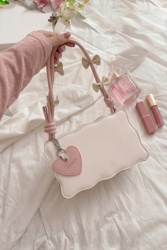 Inaya Handbag Baggie - Off White (Pink Strap)