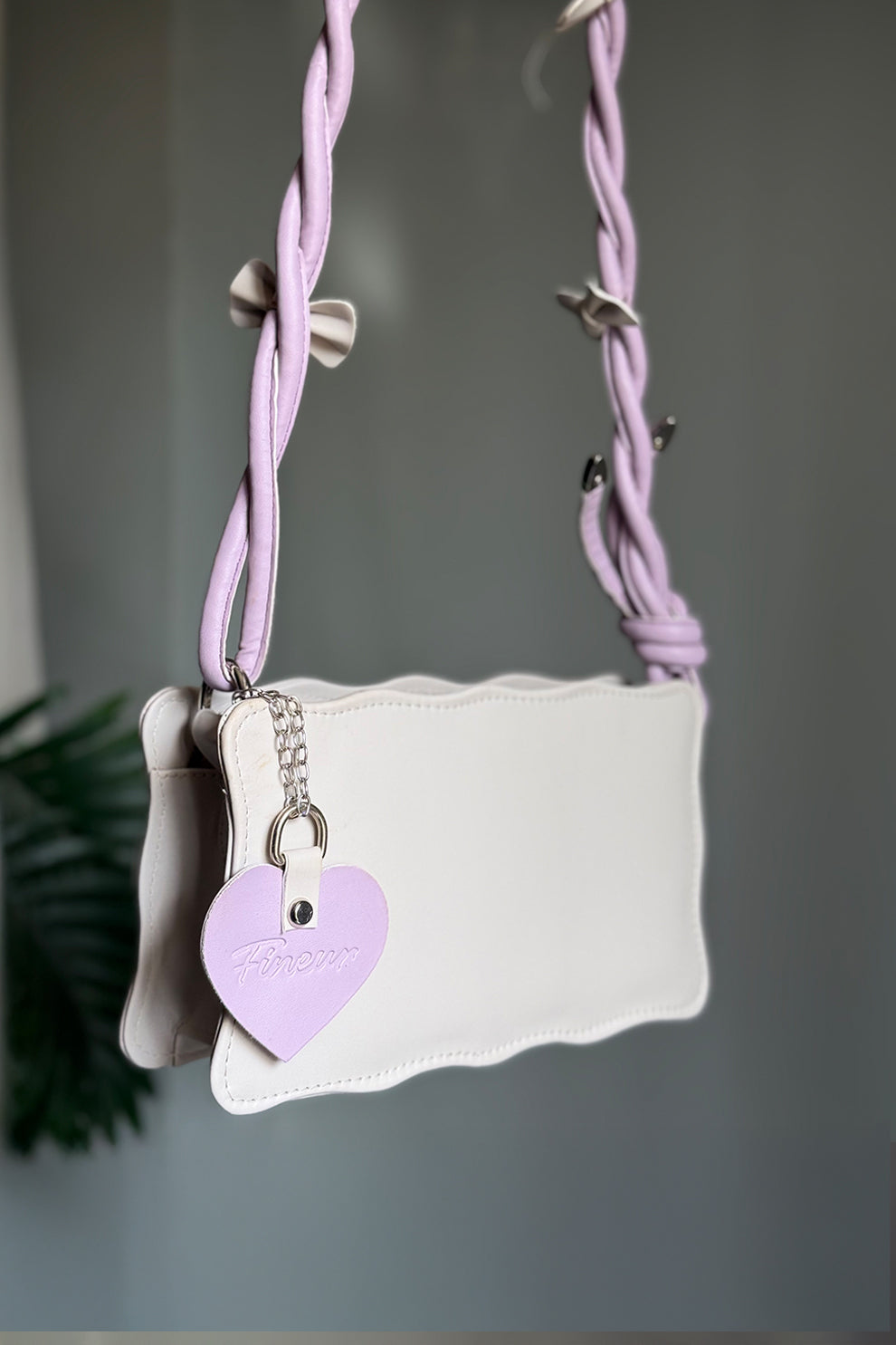 Inaya Handbag Baggie - Off White (Lilac Strap)