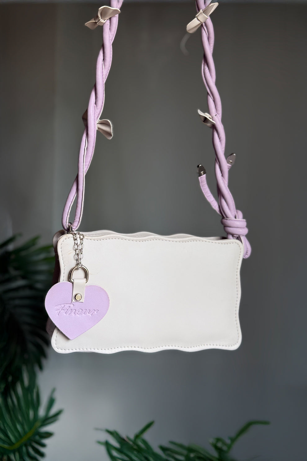 Inaya Handbag Baggie - Off White (Lilac Strap)