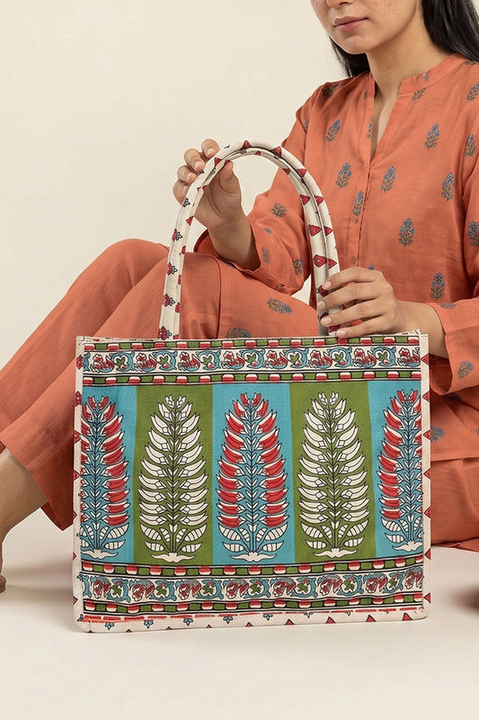 Inaya Canvas Tote Colorful Leaf