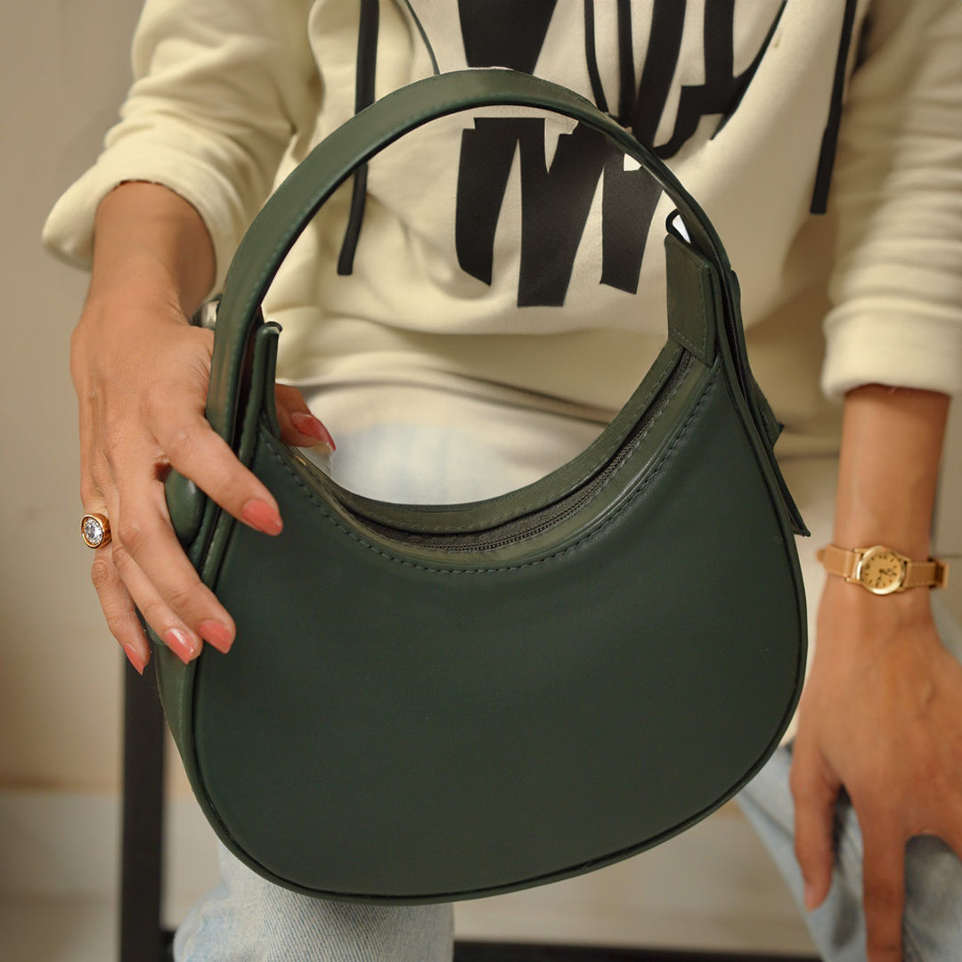 Inaya - Plain Hobo HandBag - Green