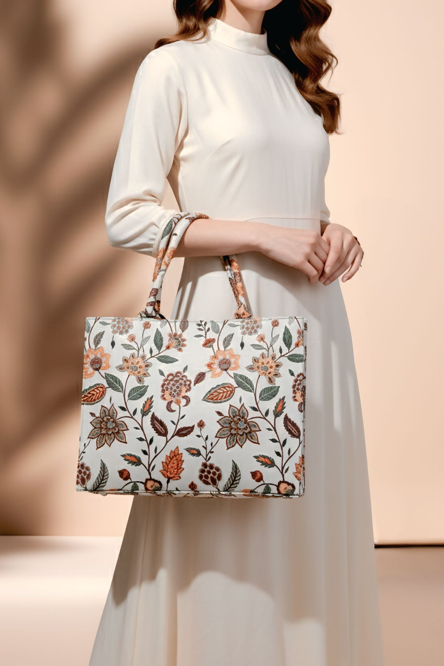 Inaya Canvas Tote Beige Multiflower