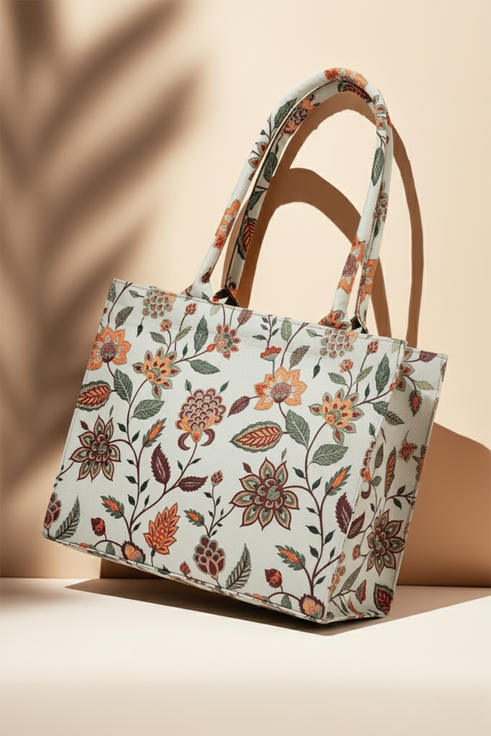 Inaya Canvas Tote Beige Multiflower