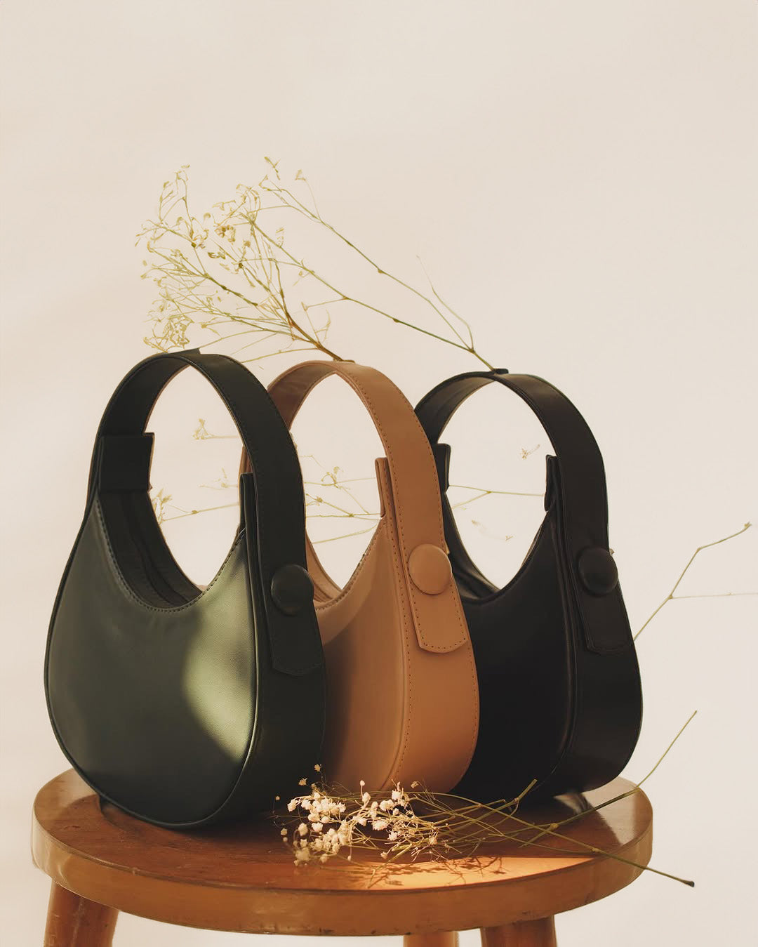 Inaya - Plain Hobo HandBag - Green