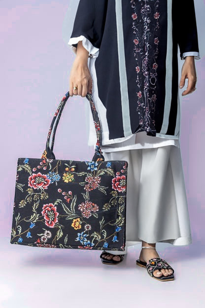 Inaya Canvas Tote Black Multi