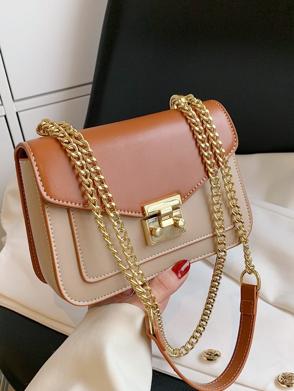 Inaya Bella Chain Shoulder Bag - Mustard