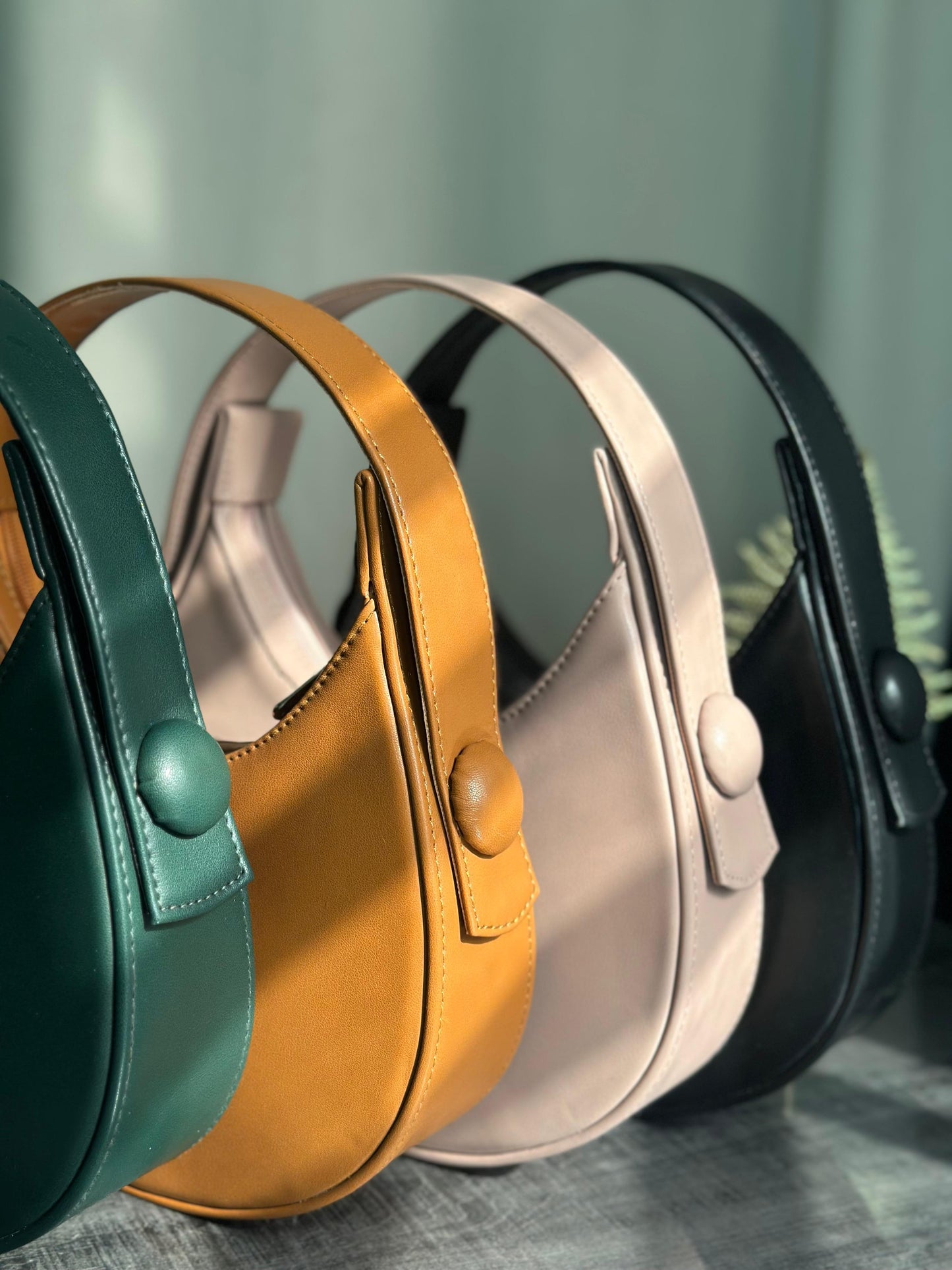 Inaya - Plain Hobo HandBag - Green