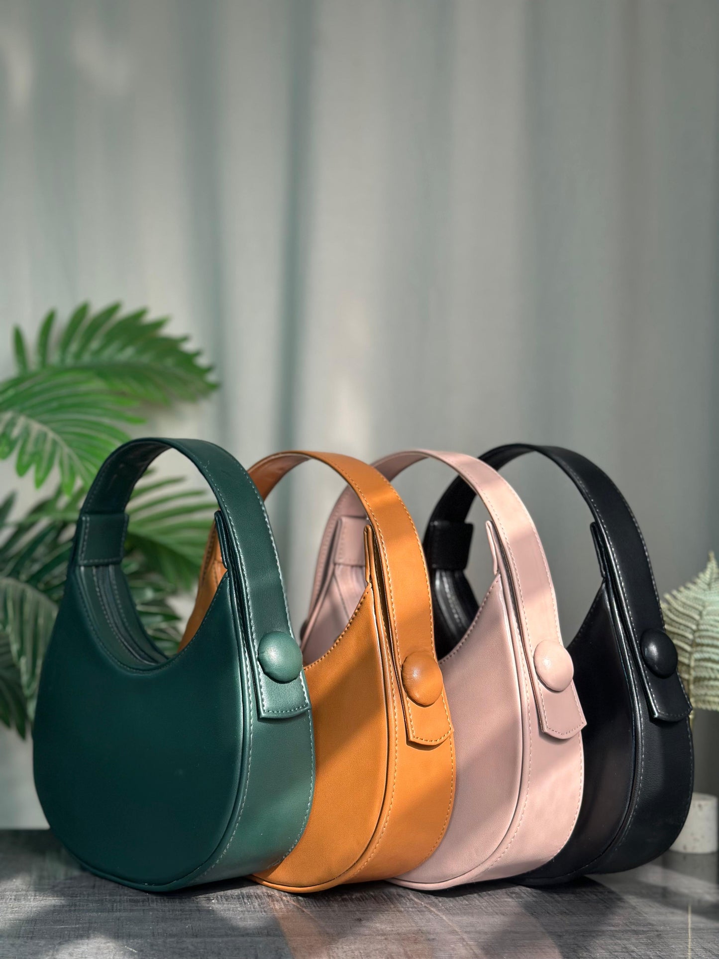Inaya - Plain Hobo HandBag - Green