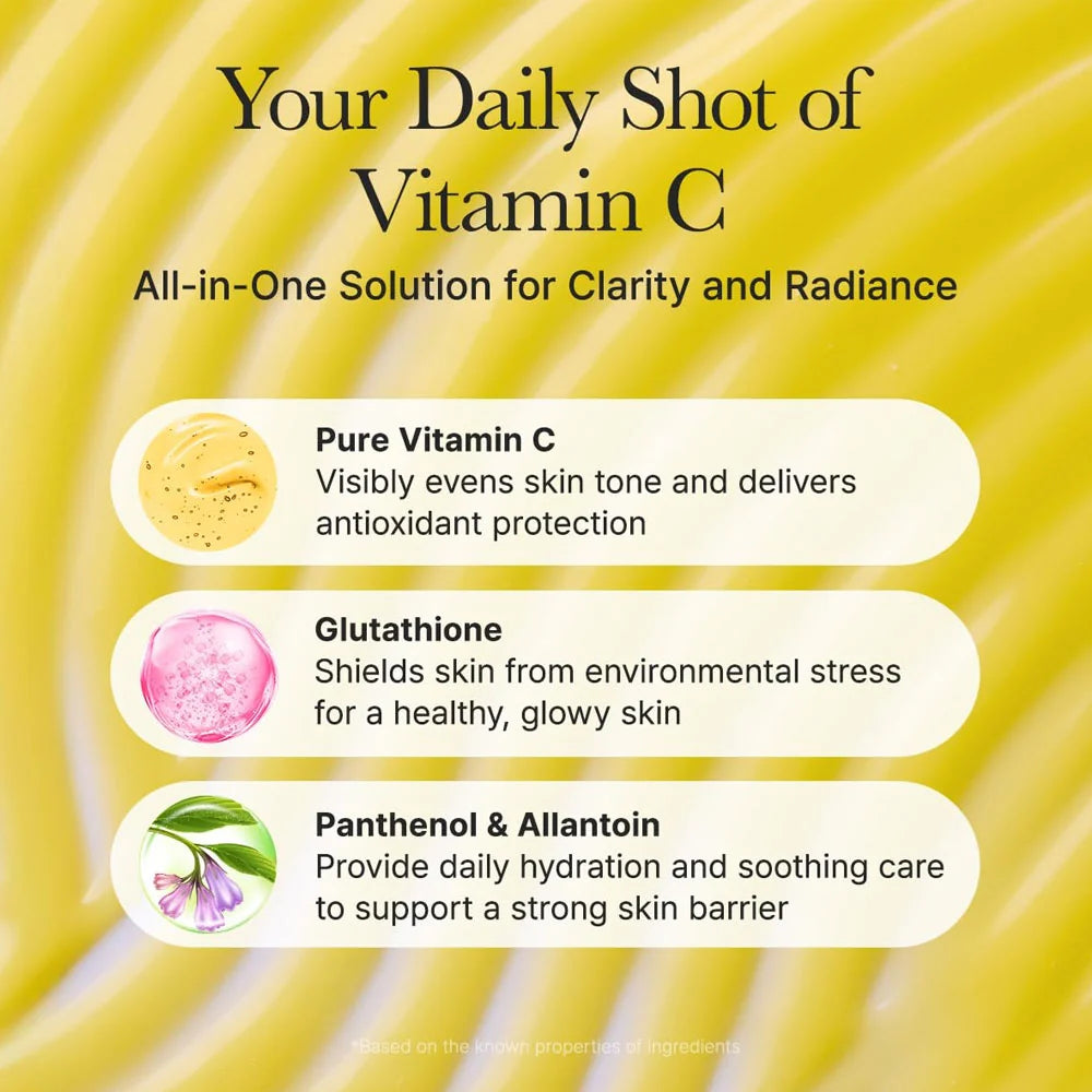Vitamin C Booster Shot, Pure Vitamin C + Glutathione for Bright, Healthy Skin Glow, [Pack of 2]