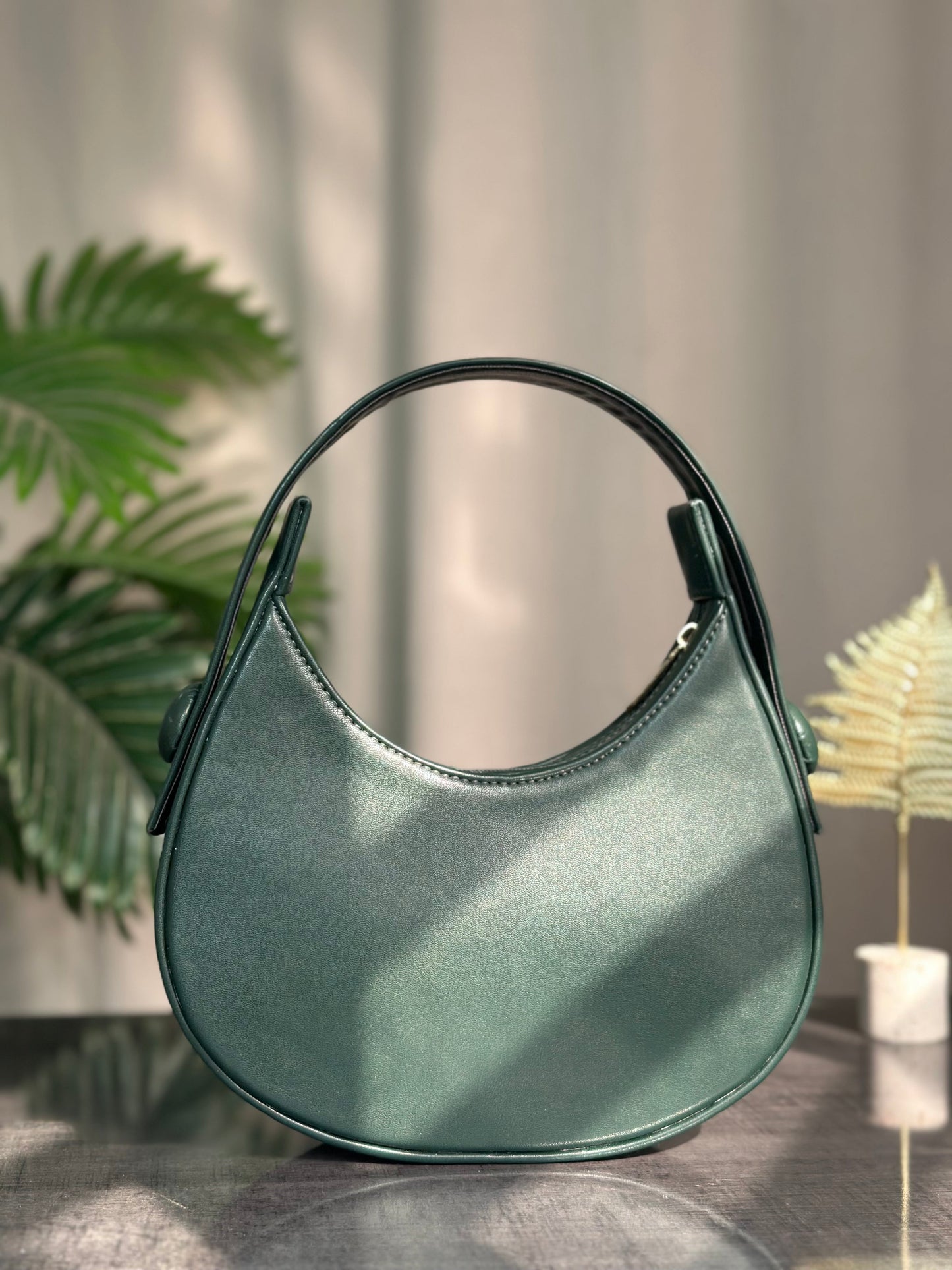 Inaya - Plain Hobo HandBag - Green