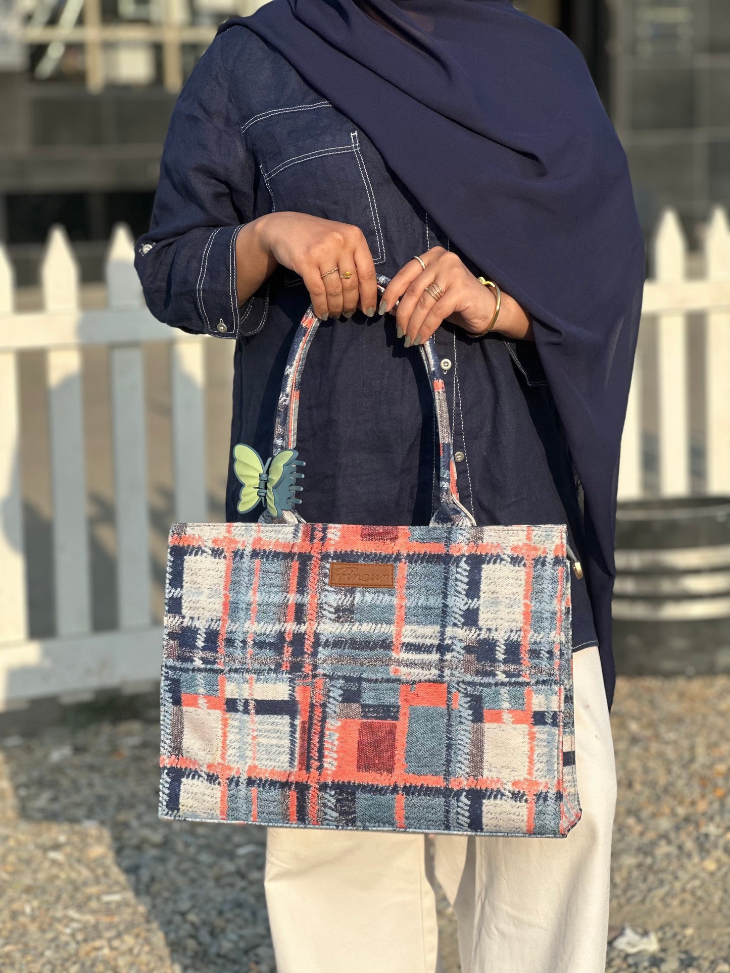 Inaya Canvas Tote Check Mate