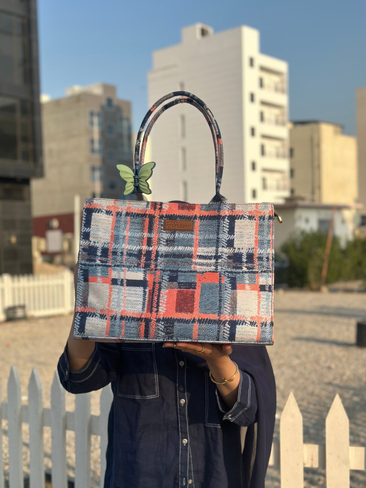 Inaya Canvas Tote Check Mate