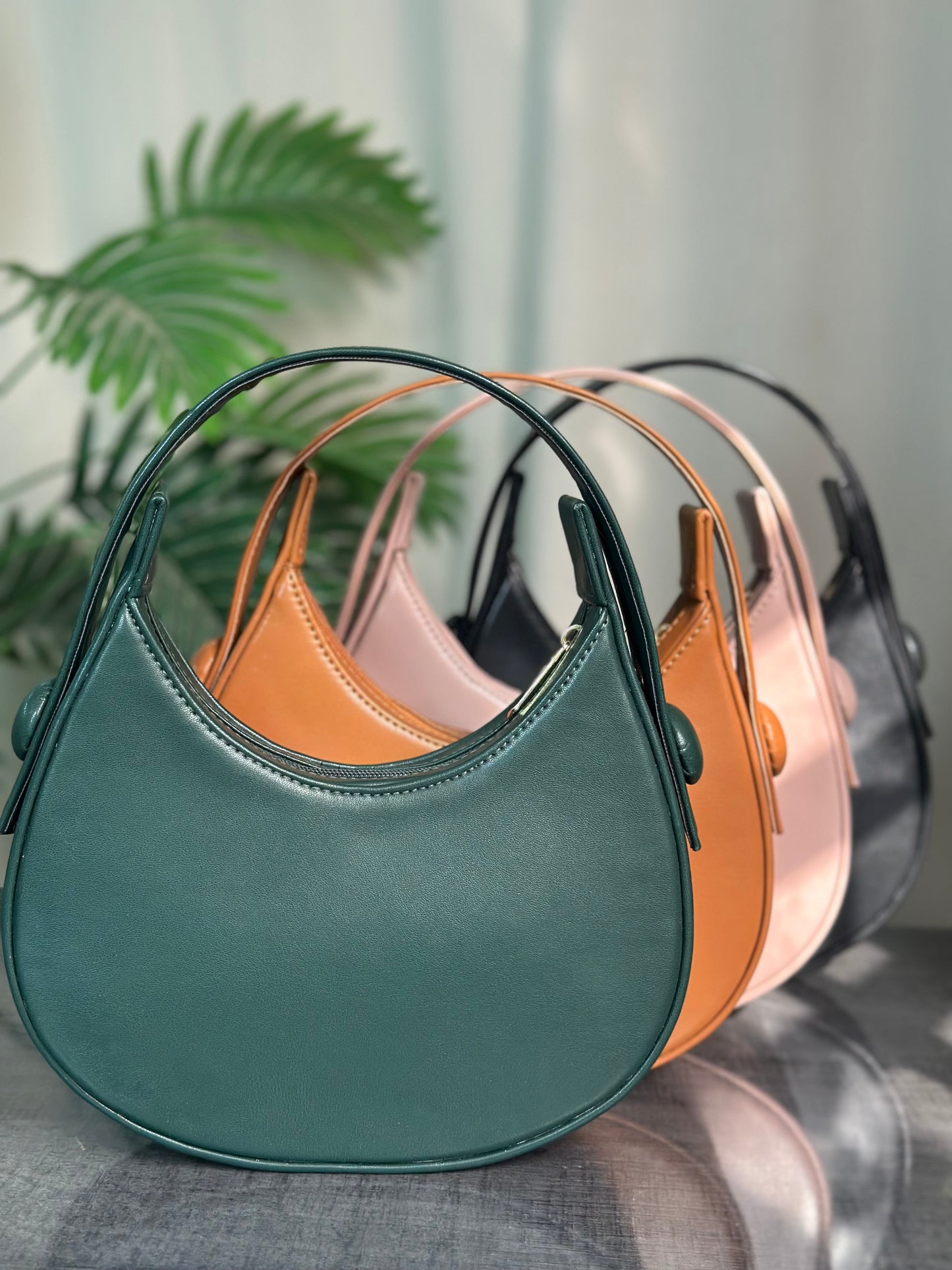 Inaya - Plain Hobo HandBag - Green